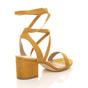 Yellow AJVANI Yellow Mid Block Heel Tie Up Sandals, Image 4 of 6