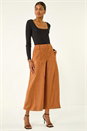 Tan Soft Faux Suede Culotte, Image 2 of 6