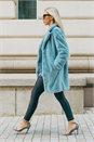 Light Blue  Petite Longline Faux Fur Coat, Image 7 of 8