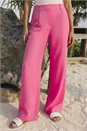 Pink Linen Linen Blend Leg Trousers, Image 1 of 5