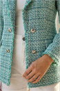 Green Check Frayed Edge Boucle Button Jacket, Image 4 of 4