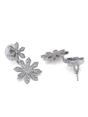 Silver Double Daisy Crystal Drop Earrings, Image 2 of 3