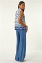 Blue Border Print Collared Blouse, Image 3 of 5