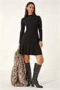 Black Dusk Ribbed Skater Jumper Dress, Image 2 of 7