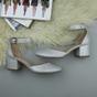 Silver AJVANI Silver Mid Block Heel Ankle Strap 2 Part Heels, Image 4 of 6