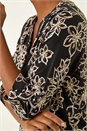 Beige Floral Puff Print Stretch Top, Image 5 of 5