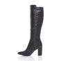 Black High Block Heel Stretchy Calf Boots, Image 3 of 5