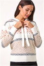Ivory  Jacquard Print Knit Hoodie, Image 4 of 5