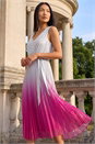 Pink Pleated Ombre Midi Dress, Image 1 of 4