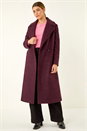 Burgundy Textured Buttoned Boucle Coat, Image 3 of 6