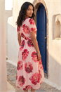 PINK Floral Print Midi Wrap Dress, Image 1 of 4