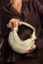 Gold Blossom Curved Metallic Shoulder Bag, Image 2 of 5