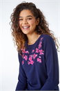 Navy Floral Embroidered Jumper, Image 1 of 5