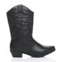 Black AJVANI Black Low Cuban Heel Embroidered Cowboy Western Boots, Image 2 of 6