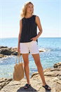 Black Stripe Side Tie Detail Top, Image 2 of 4