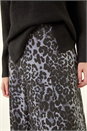Dark Grey Leopard Print Midi Skirt, Image 5 of 5