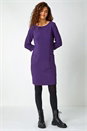 Purple Textured Cotton Blend Stretch Shift Dress, Image 2 of 5