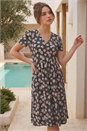 Black Petite Floral Dress, Image 2 of 4