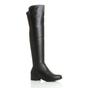 Black Low Heel Elastic Gold Zip Over The Knee Boots, Image 1 of 6