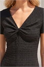 Black Petite Textured Twist Front Dress , Image 4 of 4