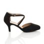 Black AJVANI Black Mid Heel Crossed Straps Court Shoes, Image 2 of 6