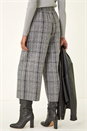 Grey Belted Check Culotte Trousers, Image 3 of 5