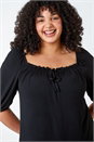 Black Curve Plain Stretch Jersey Top, Image 4 of 5