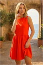 ORANGE Cotton Tiered Stretch Dress, Image 2 of 4