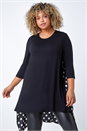Black Curve Polka Dot Chiffon Stretch Top, Image 2 of 5