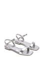 Silver XY LONDON Silver 'Hallie' Open Toe Flat Strappy Sandals With Ankle Strap, Image 5 of 5