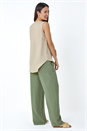 Camel  Pleat Front Button Detail V-Neck Vest, Image 2 of 6