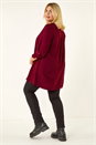 Wine Curve Textured Buttoned Tunic Top, Image 3 of 5