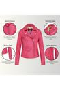Fuchsia Classic Brando Biker Leather Jacket, Image 3 of 8