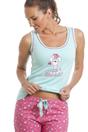 Aqua Camille Lingerie Aqua Poodle Character Capri Cotton Pyjama Set, Image 5 of 5
