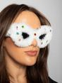 White Faux Fur Cateye Sunglasses with Multicoloured Gems, Image 2 of 6