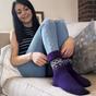 Navy 1 Pack Ladies Turn Over Top Warm Nordic Bed Socks for Winter, Image 3 of 4