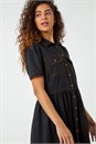 Black Denim Midi Shirt Dress, Image 5 of 6