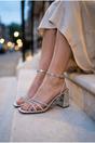 Silver Cordelia Rhinestone Strap Block Heel Sandals, Image 4 of 5