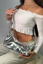 Silver Shoulder Bag With Buckle Strap And Zips, Image 1 of 1