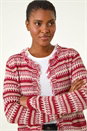 Red Linear Textured Cardigan, Image 4 of 5
