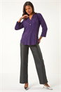 Plum Metallic Linear Floral Stretch Shirt, Image 2 of 5
