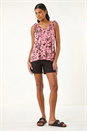 PINK Printed Tie Shoulder Vest Top, Image 2 of 5