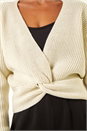 Ivory Petite Twist Front Knit Jumper, Image 5 of 5