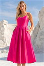 PINK Dusk Twill Cami Pleated Midi Dress, Image 2 of 4