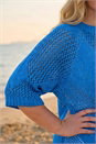 Royal Blue Curve Metallic Diamond Knit Top, Image 4 of 4