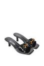 Black XY LONDON Black 'Toni' Square Toe Mule Heeled Sandals With Decorative Buckle, Image 5 of 6