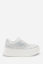 White 'Darcia' Wedge Lace Up Trainer with Diamante Detail, Image 2 of 7
