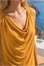 Ochre Cowl Neck Stretch Top, Image 4 of 4