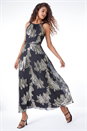 Gold Floral Foil Print Maxi Dress, Image 1 of 5