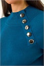 Teal Dusk High Neck Button Shoulder Jumper, Image 5 of 5